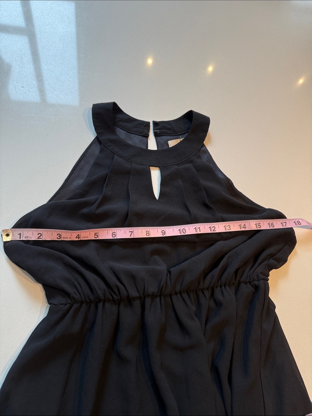 Ya Los Angeles Black Halter Mini Chiffon Dress, Elastic Waist, Size L - Picture 7 of 11